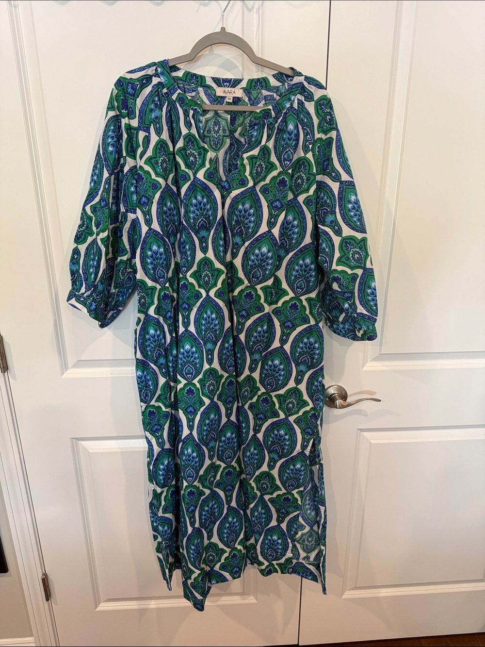 Green & Blue Paisley Midi Dress